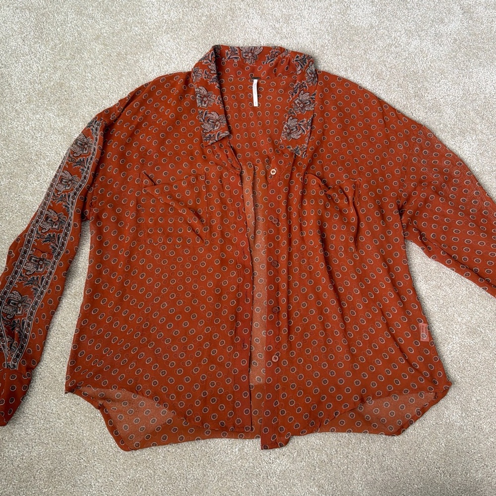 Women's Rust Patterned Blouse